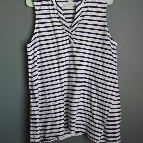 Chicos Hemmed Striped Tank Top Large - Picture 2 of 6